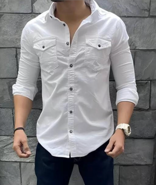 Double Pocket White Shirt