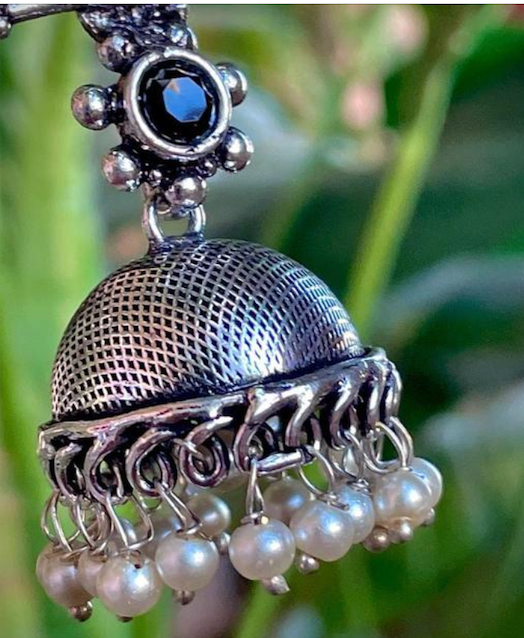 Oxidized German Silver Long Earring