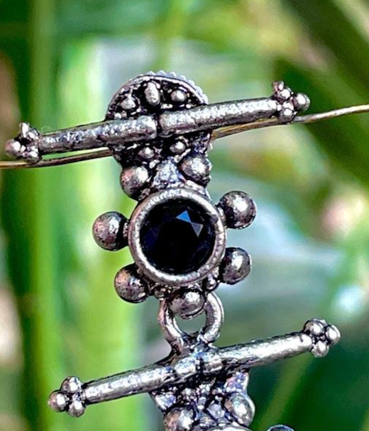 Oxidized German Silver Long Earring