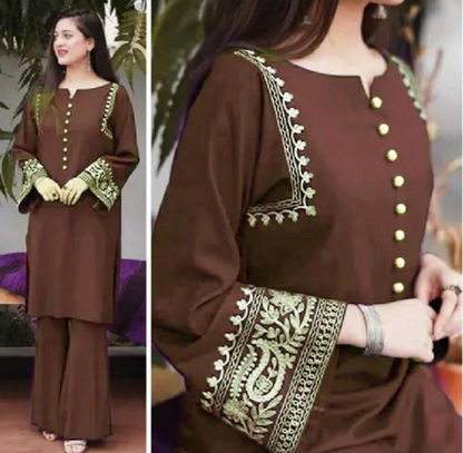 Brown Rayon Kurta Plazo