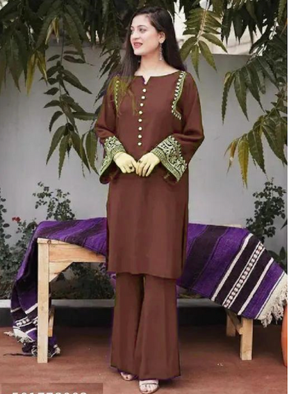 Brown Rayon Kurta Plazo
