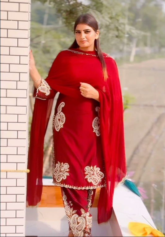 Red Embroidery Suit