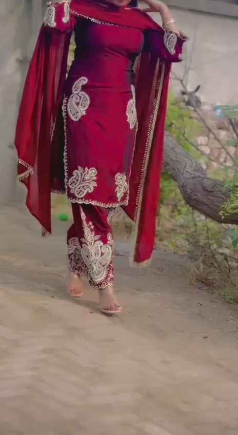 Red Embroidery Suit