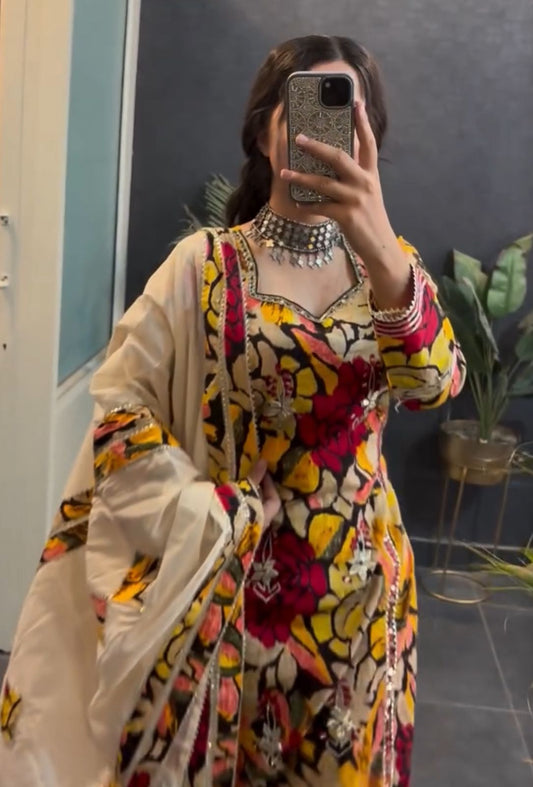 Mirror Work Printed Suit